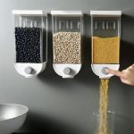 Wall Mounted Press Cereals Dispenser Grain Storage Box
